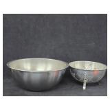 8qt Vollrath Stainless Mixing Bowl & Vtg Colander