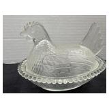 Glass Hen On Nest, Candy Dish