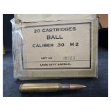 (18) Vtg .30 Caliber Ball Cartridges