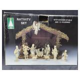 Nativity Set w/Wooden Stable & (12) Figurines