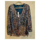 NWT Sz MD Elie Tahari Audrey Sequined Blouse
