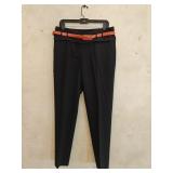 Sz 8 Elie Tahari Black Wool Slacks w/ Leather