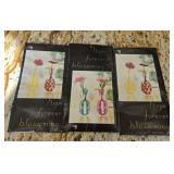 (3) Fun Vintage Vases Vinyl Flower Bud Vases