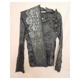 NWT Forwear NY Black Sequined Shirt w/Rouching &