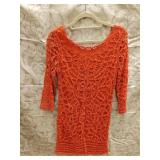 Sz 8 INC Cotton Orange Crochet Dress