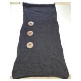 60x40 Hand Knitted Black Cotton Scarf w/Buttons