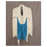 NWT Gap Blue Tie Top & NWT Whote Cardigan