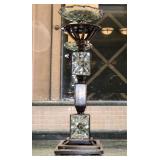 16 1/2" Glass & Metal Pillar Candle Holder