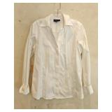 Sz 10 Foxcroft No Iron Cotton Button Down Blouse