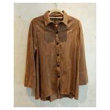 Sz MD 1C By Connie Fuax Leather Brown Shirt/Jacket