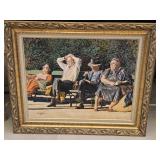 32"ï¿½38" Framed Oil on Canvas " Sun Worshipers"