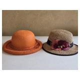 (1) Orange Luz Claiborne Hat & (1) Floral