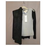 Black Top, Grey Sweater & Blk Suede Pants