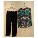 Sz 6/MD Hale Bob Silk Blouse & NYDJ Jeans