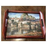 17" Wooden Serving Tray Featuring a Print of the