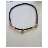 Black Braided Leather Belt w/Gold-toned