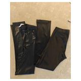 2 Pr MD Alice & Olivia Shiny Black Leggings