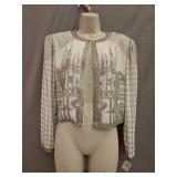 NWT Beautiful Vintage Silver Sequined Jacket Sz