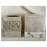 (2) Tissue Box Covers, One w/Carved Floral Design