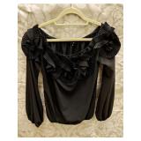 MD Rye Black Crinkle Spiral Top