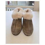 Suede and Sheepskin Heeled Slippers with a Fur