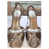 Sz 8 Caparros Bronze Satin Slingback Sandals