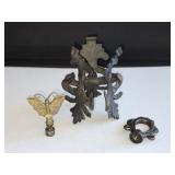 5 1/4" Wrought Iron Base & (2) Lamp Tops?