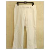 Sz 10 Elie Tahari White Cotton Flare Slacks