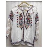 Sz: M, Johnny Was Boho Embroidered Shirt