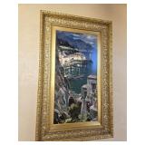 26"ï¿½3"ï¿½42" Oil on Canvas of Italian Town