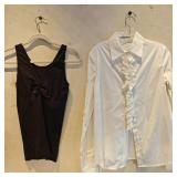 MD Elie Tahari Ruffle Blouse & Black Tank