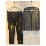 MD/10 Elie Tahari Metalic Green Silk Blouse