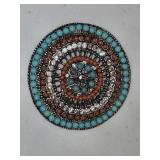 3" Bohemian-style Round Belt Buckle w/Turquoise, R