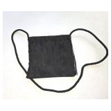 Black Satin Beaded Evening Bag with Fringe Tassels