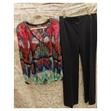 Sz 8/MD Hale Bob Silk Top & Donna Degnan Pants