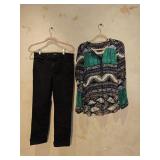 Sz 6/MD Hale Bob Silk Blouse & NYDJ Jeans