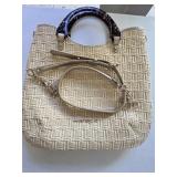 Elaine Turner Woven Straw Shoulder Bag with