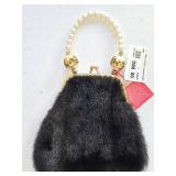 NWT Lily Scott Beaded Bracelet Bag w/Faux Fur