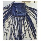 Blue Leather Crossbody w/Tons of Fringe