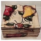 (8) 10"ï¿½10" Ceramic Hand Painted Square Dinner