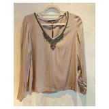 NWT MD Elie Tahari Silk Embellished Blouse