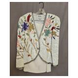 Sz 8 Vintage Black Tie Fully Sequined Jacket &