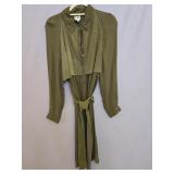 Haute Hippie Khaki Silk & Suede Tie Waist Shirt