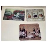 (3) Small Graphic Glass Cutting Boards