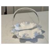 VTG Fenton Silver Crest Milk Glass Basket