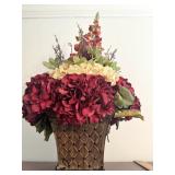 Faux Flowers in Metal Planter" Tall