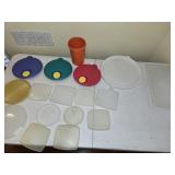 Large Lot of Tupperware Lids & Cake Carrier &