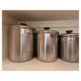 (3) Stainless Air Tight Canisters 9",8"& 7"
