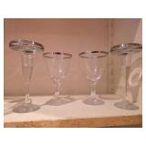 Silver Rimmed Stemware & Candle Holders
