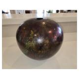 10" Spherical Raku-fired Studio Pottery Vase.